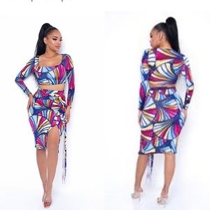 2 Piece Multi Color Skirt Set